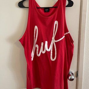 Mens HUF Huf Script Vest/Tank Top Large Red